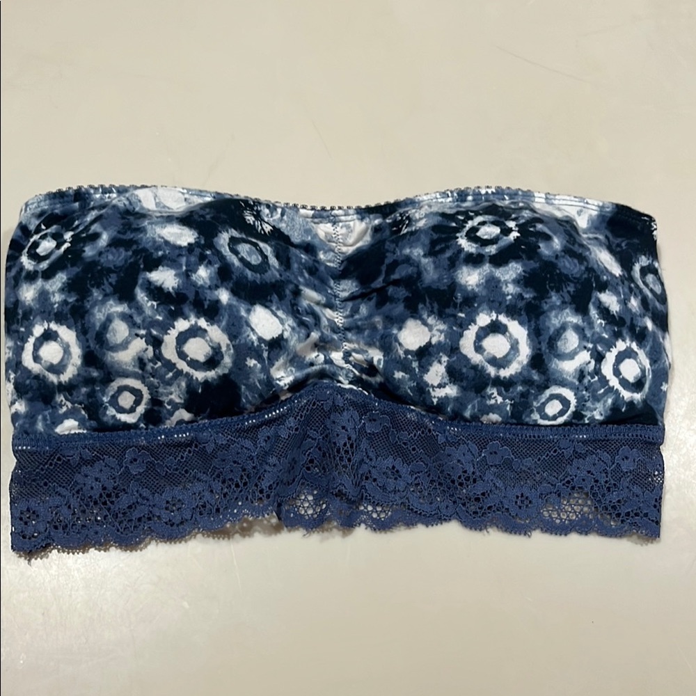 Blue Tie-Dye Lace Bandeau